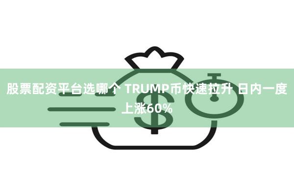 股票配资平台选哪个 TRUMP币快速拉升 日内一度上涨60%